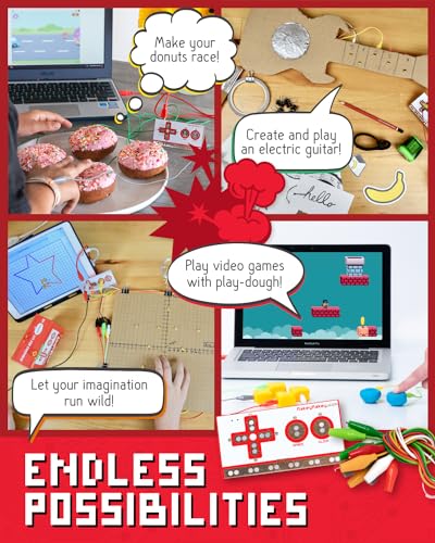 Makey Makey STEM Kit from Joylabz, Educational Science Kits, 1000s of Engineering and Computer Coding Activities, Hands-on Technology Learning Fun, Engineering Kits for Kids, STEM Kits