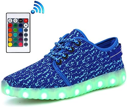 Ukris 16 Colors Breathable Upgraded USB Charging LED Light up Fashion Sports Flashing Sneaker Shoes for Kids Boys Girls (13 M US Little Kid/EU 30, Blue)