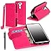 LG G3 Vigor case, LG G3 Mini case, E LV LG G3 Mini case cover - Deluxe Classic PU Leather Flip Wallet Case Cover for LG G3 Mini D725 with 1 Black Stylus - Hot Pink