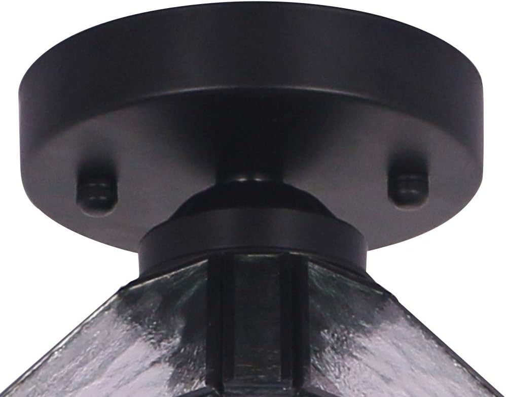 FUNME Copper Deer Ceiling Light with Stone Grain Glass Ceiling lamp Shade for Corridor Aisle Staircase Entrance, 8''(Black) - - 