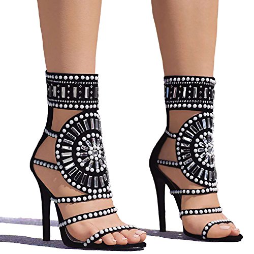 azmodoStrappy High Stiletto Heel Dress Gladiator Peep Toe Sandals Apricot Color