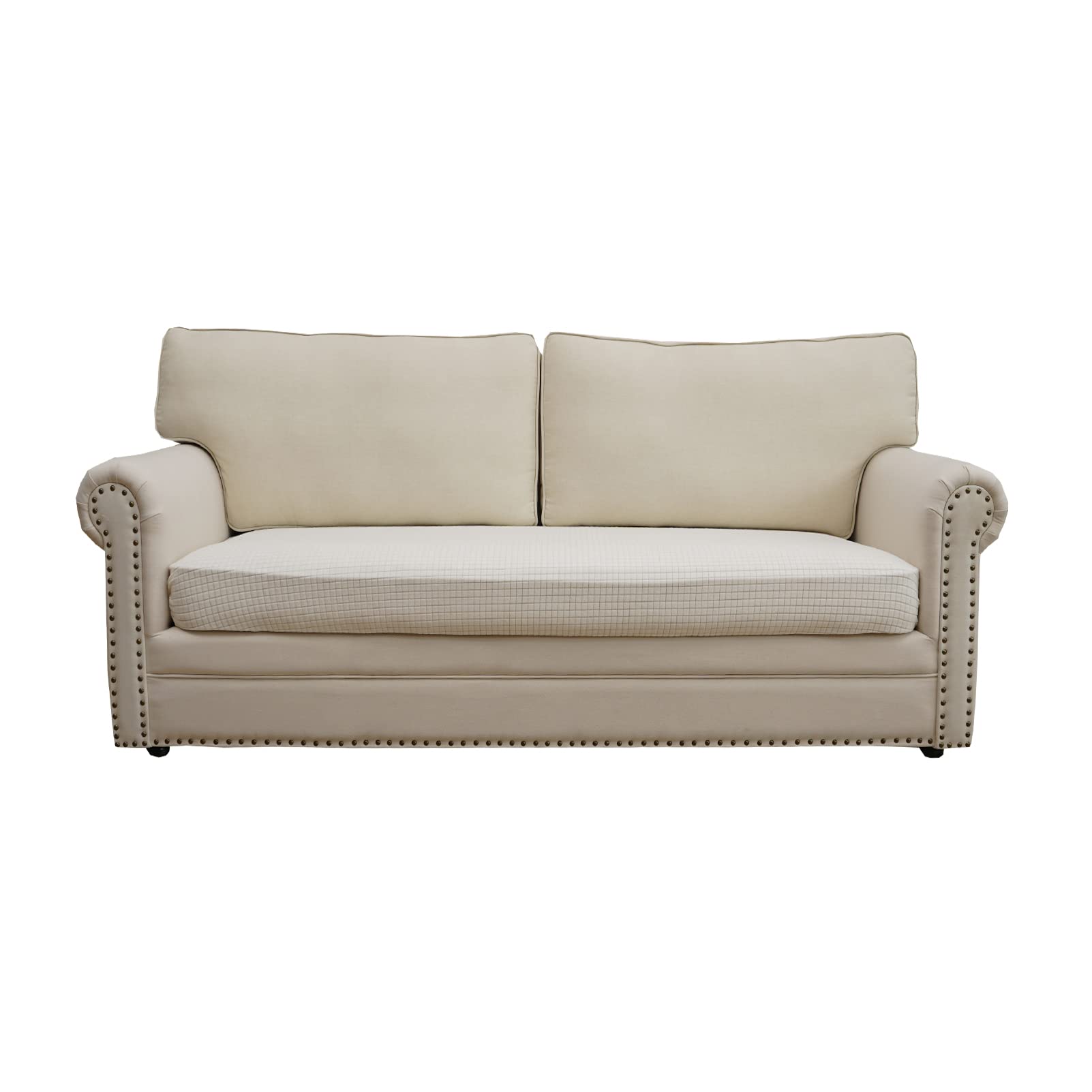 Photo 1 of Eismodra Couch Cushion Covers Magic Stretch Sofa Slipcover for 3 Cushion Couch Dogs Pet L Shape 2 Seat Replacement Furniture Protector,Cream White Length 37-53 inches(Only 1 Piece)