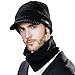 Comhats Winter 2 Piece Wool Knit Hat & Scarf Set for Men Women Visor Beanie Fleece Lined Cold Weather Warm Black Medium