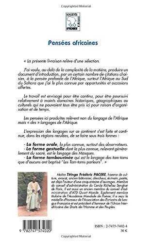 Amazon Com Pensees Africaines Proverbes Dictons Et Sagesse Des Anciens Societes Africaines Et Diaspora French Edition Pacere Titinga Frederic Books