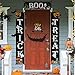 Chuangdi 4 Pieces Trick OR Treat Banner Halloween Porch Sign Outdoor Indoor Hanging Sign with Pumpkin Bat Skull Cat Spider Pattern for Halloween Gate Garden Home Party Decorations (Black)