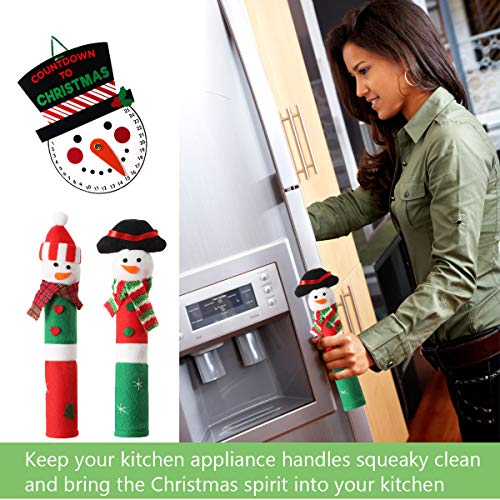 image for MSDADA Adorable Snowman Refrigerator Handle Covers Set & Snowman Count