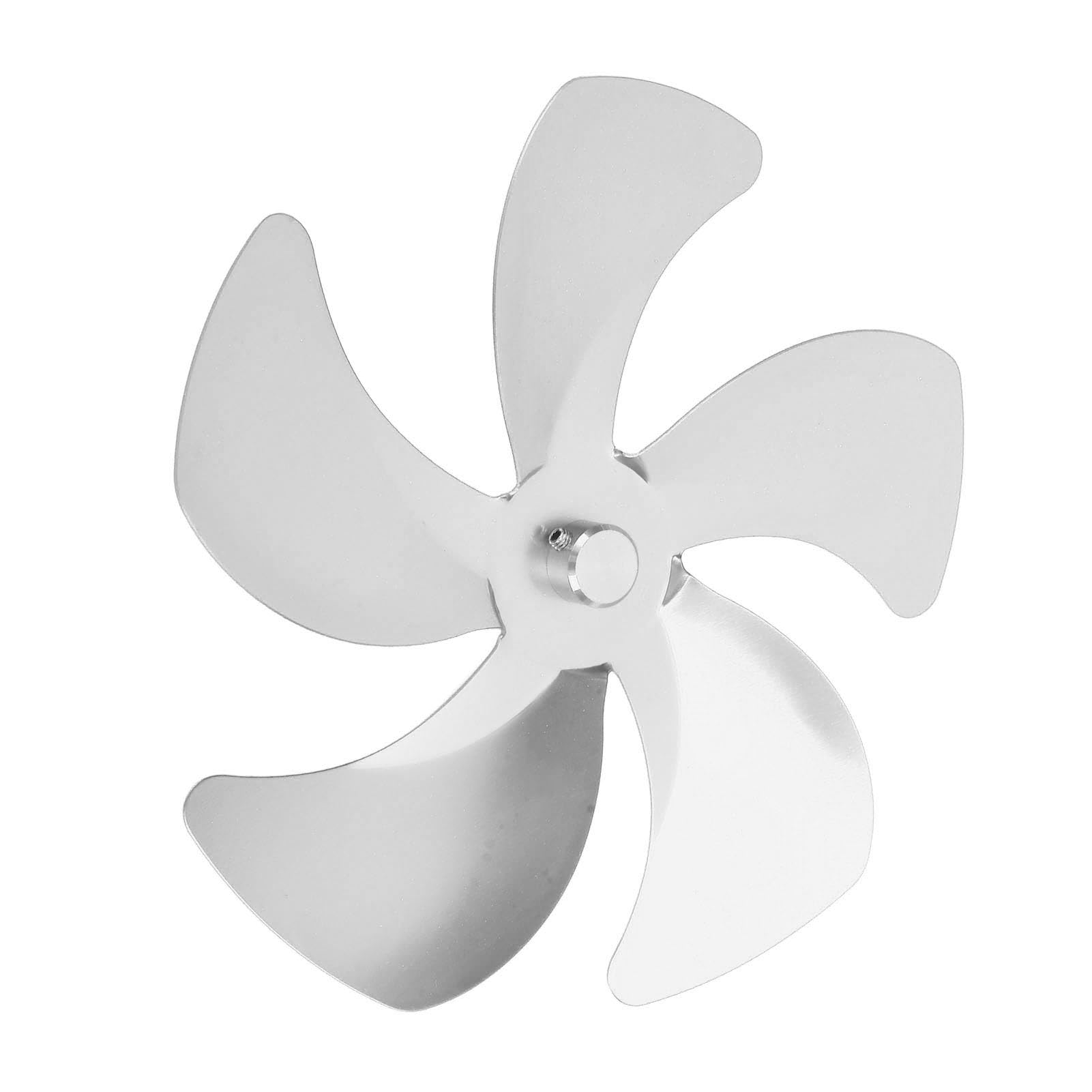 DAUZ Stove Fan Blade Replacement, 5 Blade Lightweight Fireplace Fan Blade Sturdy Aluminum Alloy for Stove Fan Accessories (Silver)
