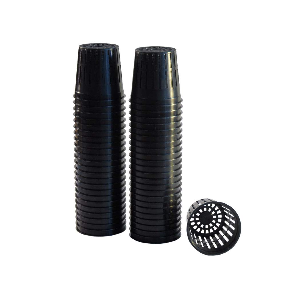 Photo 1 of xGarden - Lightweight Economy Net Pots - Thin Lip & Slotted Sides - for Hydroponics & Aquaponics - UV Resistant & BPA Free Plastic - Indoor or Outdoor Growing - Black 2" Round Mesh Pot Cups - 50 Pack