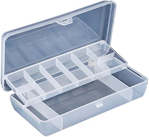 Fishing Lures Storage Box, DBHAWK Plastic 2 Tray Compartments Double Floor Light Weight Portable Fishing Lure Tackle Box Two-Sided Storage Case