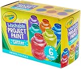 Crayola Washable Glitter Paint Assorted Colours Pack of 6 2oz Bottles view 2