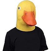 MOLEZU Duck Head Mask for Adult Halloween Deluxe Latex Animal Mask Novelty Duck Bill Costume. (Yellow)