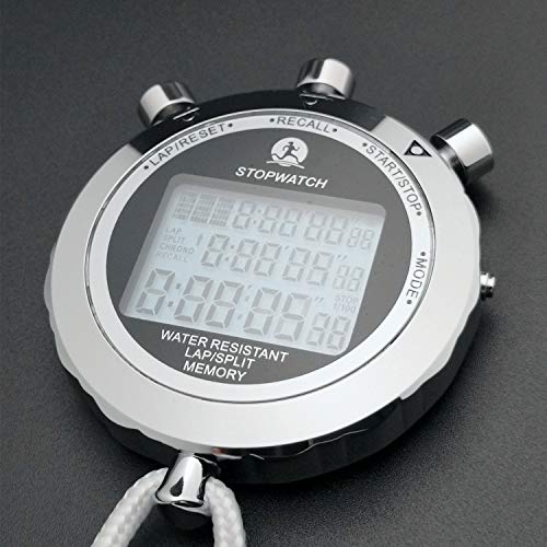 Rolilink Stopwatch Metal Stop Watch Timer 30 Lap Memory Coach Sports Timer for Competitions, Games - Thumbnail 5