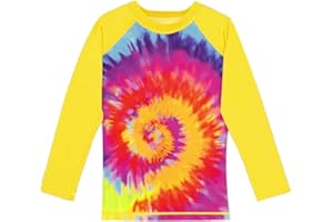 Remimi Unisex Kids Rash Guard Long Sleeve SPF 50+ Tie Dye Sun Shirt 3-12 Years