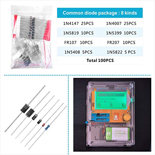 OSOYOO Mega328 Electronic Component Tester and Assorted Components Pack(LED, Resistors, Capacitors, Ceramic Capacitors,Diode,Transistors)