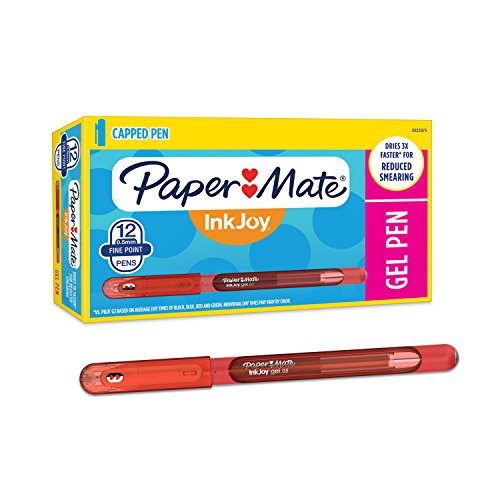 Paper Mate InkJoy Gel Pens Fine Point (0.5mm) Capped, 12 Count, Red (2022975)