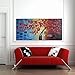 Wieco Art Dazzling Beauty Modern Large Stretched and Framed 100% Hand Painted Red Flowers Artwork Abstract Floral Oil Paintings on Canvas Wall Art for Living Room Bedroom Home Decorations 24x48