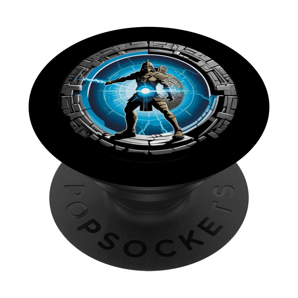 a Samurai-warrior stepping thru a star-gate to another realm PopSockets Swappable PopGrip