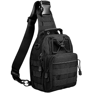 Dinosaurized Dragon Sling Bag for Men, Tactical Chest Bag, Nylon, Adjustable Shoulder Strap, Multiple Compartments (Black)