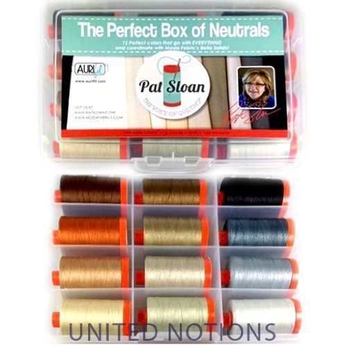 Aurifil Thread Set THE PERFECT BOX OF NEUTRALS By Pat Sloan 50wt Cotton 12 Large (1422 yard) Spools