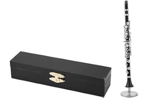 HZTYYIER Clarinet Music 16Cm Miniature Black Clarinet Musical Instrument Brass Miniature Clarinet Model with Box for Dollhouse Music Home Room Decoration