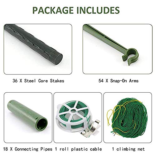 H&ZT 6-Pack Tomato Cage Garden Plant Cages, w/1 Roll Wire Twist Tie, 1 Roll Nylon Trellis Netting, for Vertical Climbing Plants (6-Pack)