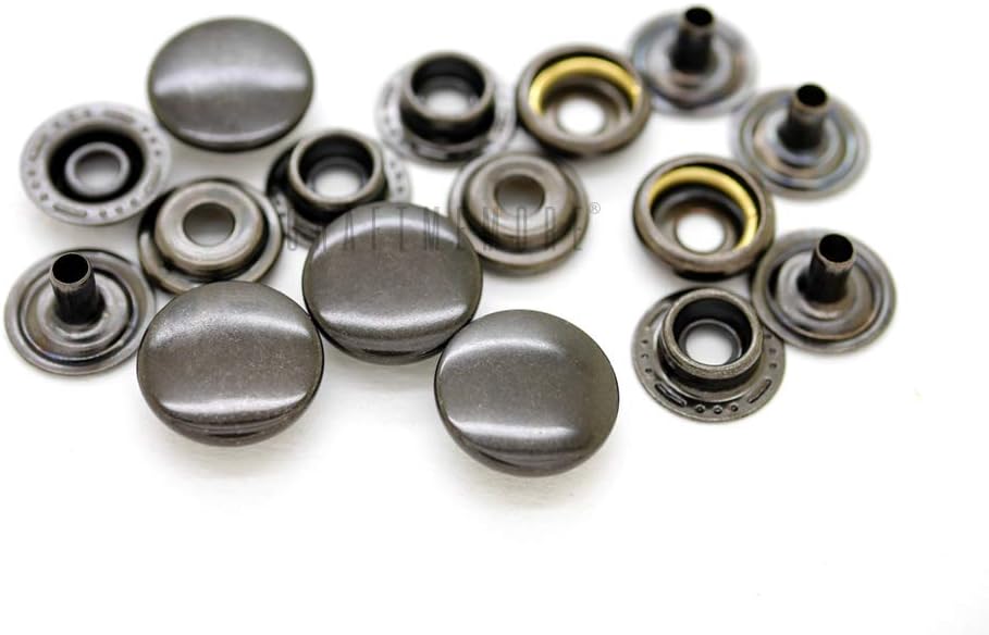 CRAFTMEMORE 50 Sets Gun Metal Black Snap Fasteners Ring-Socket Press Studs for Jacket Bag Canvas Closures #201 VT47 (15mm (0.59"))