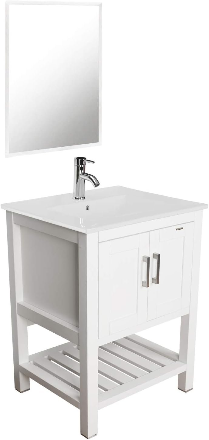 eclife 24" Bathroom Vanity Sink Combo with Overflow White