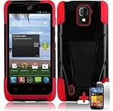 ZTE MAJESTY Z796C BLACK RED HYBRID T KICKSTAND COVER HARD GEL CASE + FREE SCREEN PROTECTOR from [ACCESSORY ARENA]