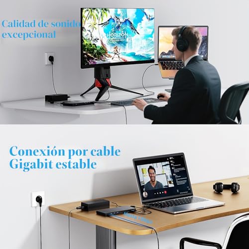WAVLINK 12-in-1 USB-C Docking Station, 100W Power Delivery, 2DP+HDMI, 4 USB-A, 2 USB-C Gigabit Ethernet 10 GPS, Triple Display Laptop Docking Station.