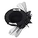 Coolr Women's Fascinator Flower Hair Clip Feather Burlesque Punk Mini Hat Black