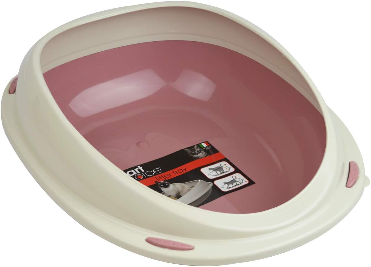 World of pets Cat Litter Tray Box Kitten Pet High Rim Clean Tidy Blue Green Pink Grey Oval
