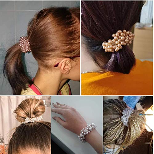 image for Messen 5 Pieces Pearl Elastics Hair Ties Ring Rope Scrunchie Hair Band