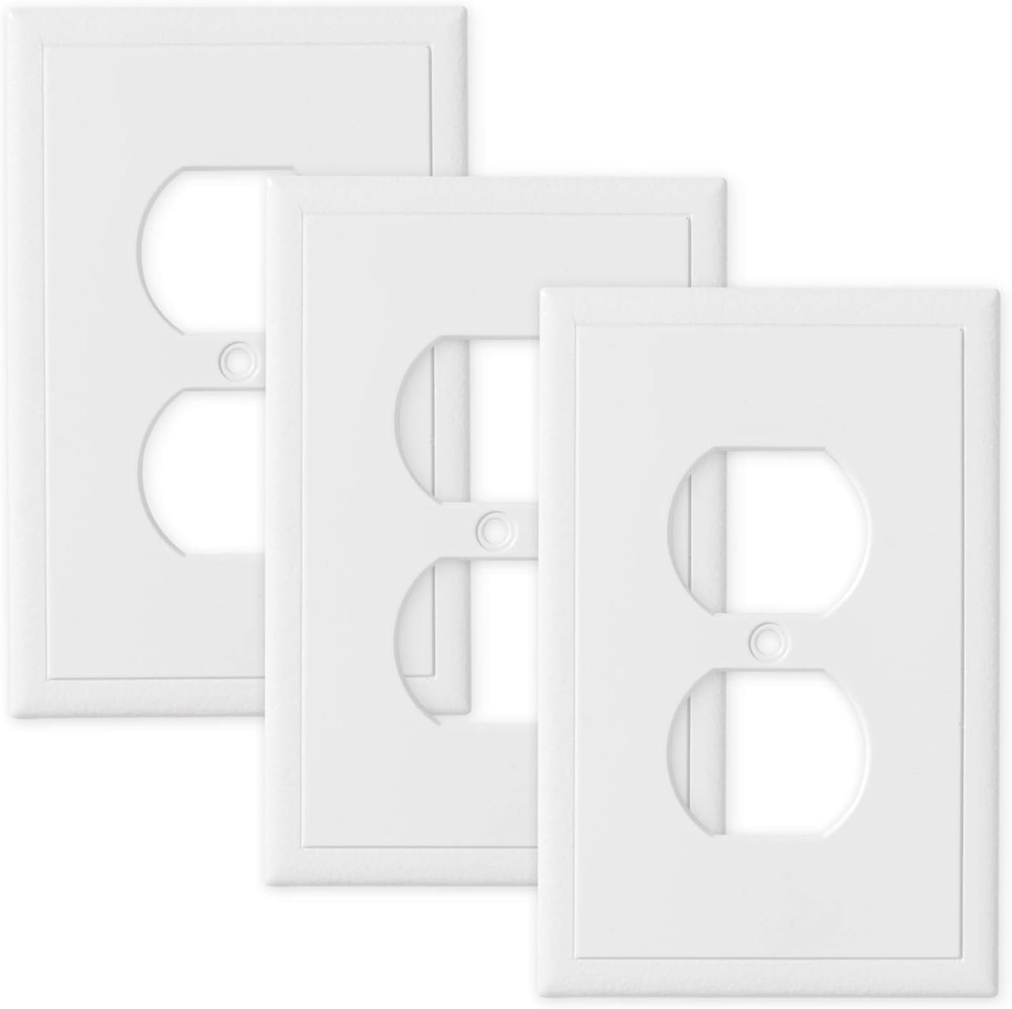 Single Duplex 3 Pack - White Polished Outlet Cover Ambient Decorative Light Switch Cover Wall Plate