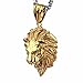 COPAUL Jewelry Punk Men's Stainless Steel Animal Lion Head Shape Pendant Necklace,Gold Color