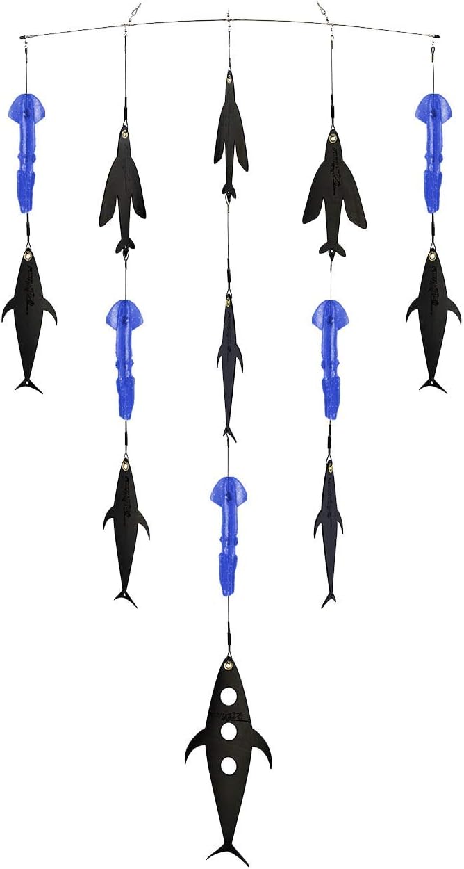 FR912 Premium Spreader Bars with FlapZ and Squid | Offshore Saltwater & Topwater Flash Fishing Lure, Bait, Teaser, 36" Blue
