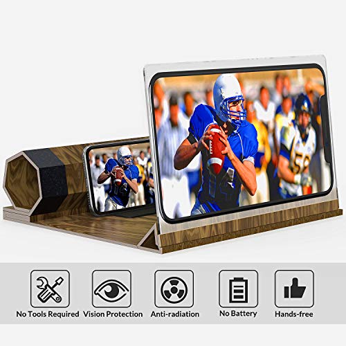 Screen Magnifier for Cell Phone,[Upgraded] Phone Accessories with Foldable Phone Stand 12" HD Mobile Phone Projector for Movies and Videos iPhone Accessories Gadgets Tech Gifts for Men - Thumbnail 4