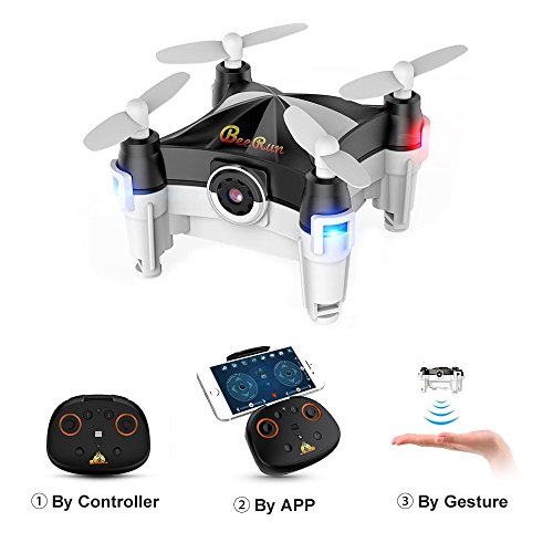 WiFi Mini Drone with Camera FPV 2.4GHz RC Quadcopter with Dance Mode, Optical Flow, Altitude Hold and Headless Mode, Hand Movement Control Version (Black)