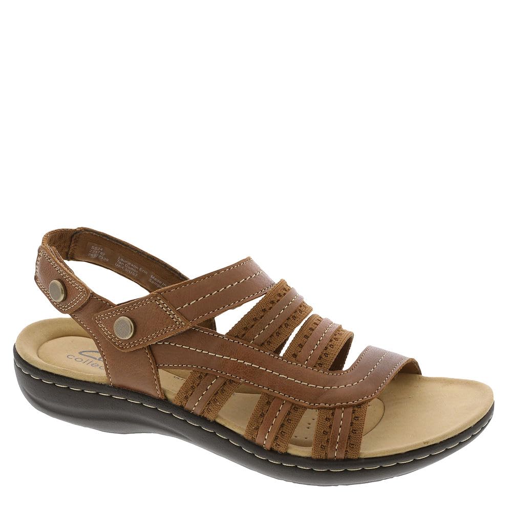 Clarks Women’s Laurieann Erin Flat Sandal, Tan Combi, 8 Narrow