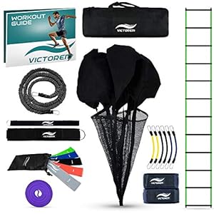 Victorem Ultimate Speed Agility Training Set – Speed Bands, Parachute, Overspeed Bungee, Running Ladder– Physical…