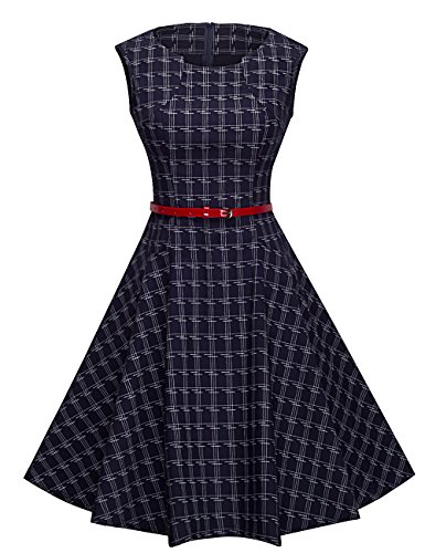 Homeyee Womens 50s Vintage Sleeveless Blue Swing Cocktail Dress A011 |  Desertcart Belize