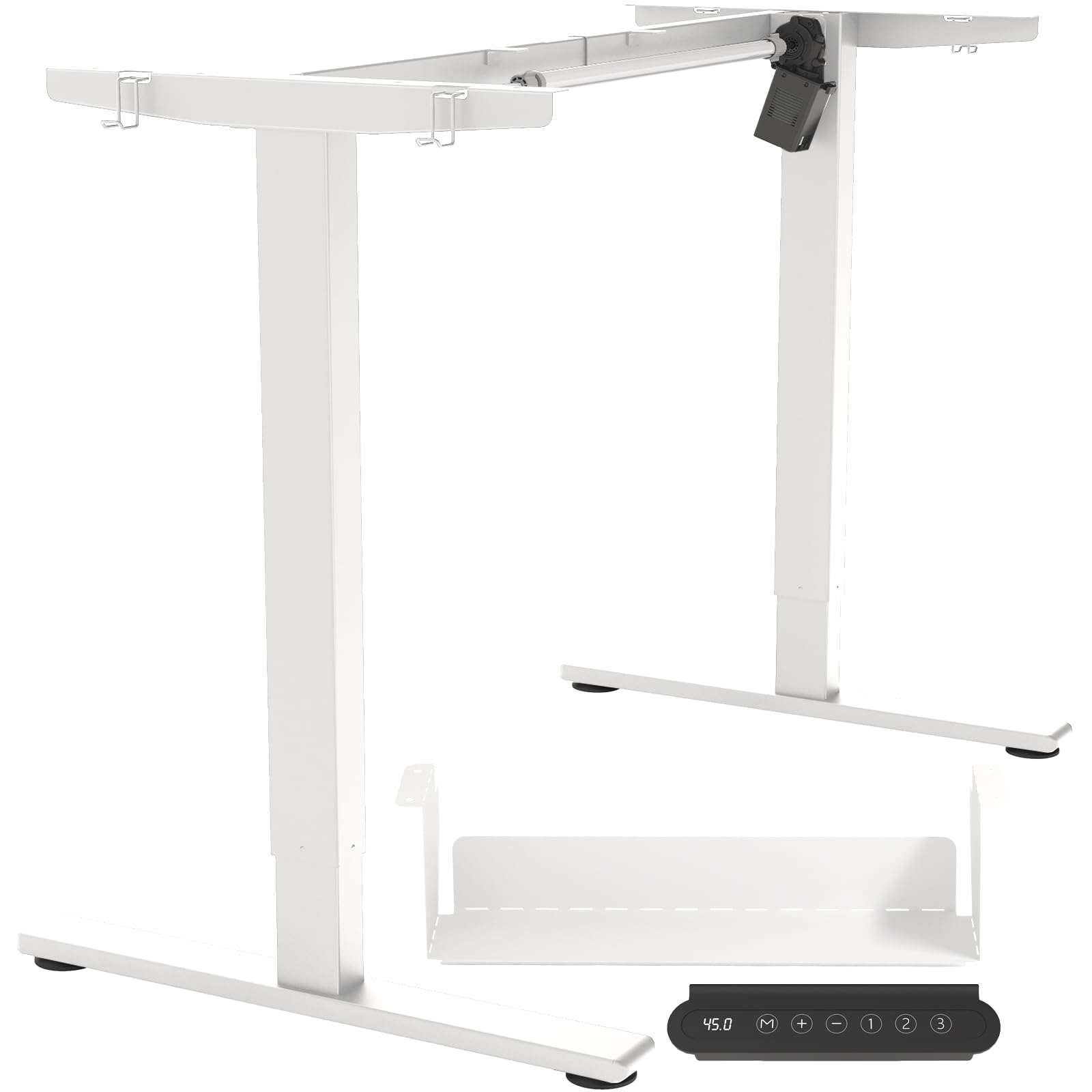 Photo 1 of Standing Desk Frame, Stand up Desk Frame Workstation, Electric Adjustable Legs, 3 Memory Height Settings, with Cable Management Tray, 4pcs Headphone Hook
