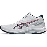 ASICS Men's Netburner Ballistic FlyteFoam 4 Mid Top Volleyball Shoes, 10, White/MAKO Blue