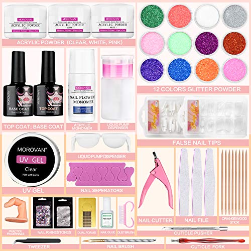12 Glitter Acrylic Nail Kit Acrylic Powder Kit Nail Tips Acrylic Nail