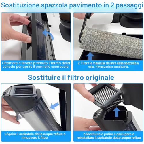 Replacement Brush and Filter Accessories for Tineco Floor One S5/S5 Pro/S5 Pro 2-2 Brushes and 3 Filters (Not Compatible with S5 Combo) for Wet and Dry Vacuum Cleaners