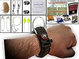 Holtzman's Paracord Bracelet Emergency Kit, 550 Parachute Cord, Fire Starter, Compass, Cutting Tool, Fishing Gear, Tinder, Whistle, Upgraded Locking Buckle LIFETIME