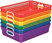Really Good Stuff Plastic Storage Bins | Classroom Paper Trays - Scrapbook Tray - Craft Supplies - Fun Rainbow