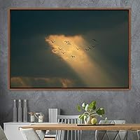 Framed Canvas Wall Art Flying Together Birds Farmhouse/Country Group Group Multicolor Photography Realism Relax/Calm Warm - 16x24 inches
