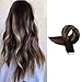 Full Shine Real Hair Tape in Extensions Remy Human Hair 14Inch Balayage Tape in Hair Extensions Off Black Fading to Dark Brown and Ash Blonde 50 Gram 20 Pieces Double Sided Extension Tape Glue in
