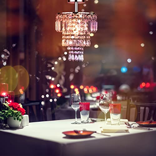 Txlovest Lyming Mini Chandelier, Crystal Chandelier Lighting, 1 Light, Flush Mount Ceiling Light Lamp, H14.13\'\' x W9\'\' Modern Chandelier Lighting Fixtures for Bedroom, Hallway, Bar, Kitchen, Balcony