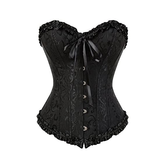 Women-Lace-up-Back-Sexy-Floral-Corset-for-Women-Lingerie-Bustier-Top-Plus-Size-Small-Black